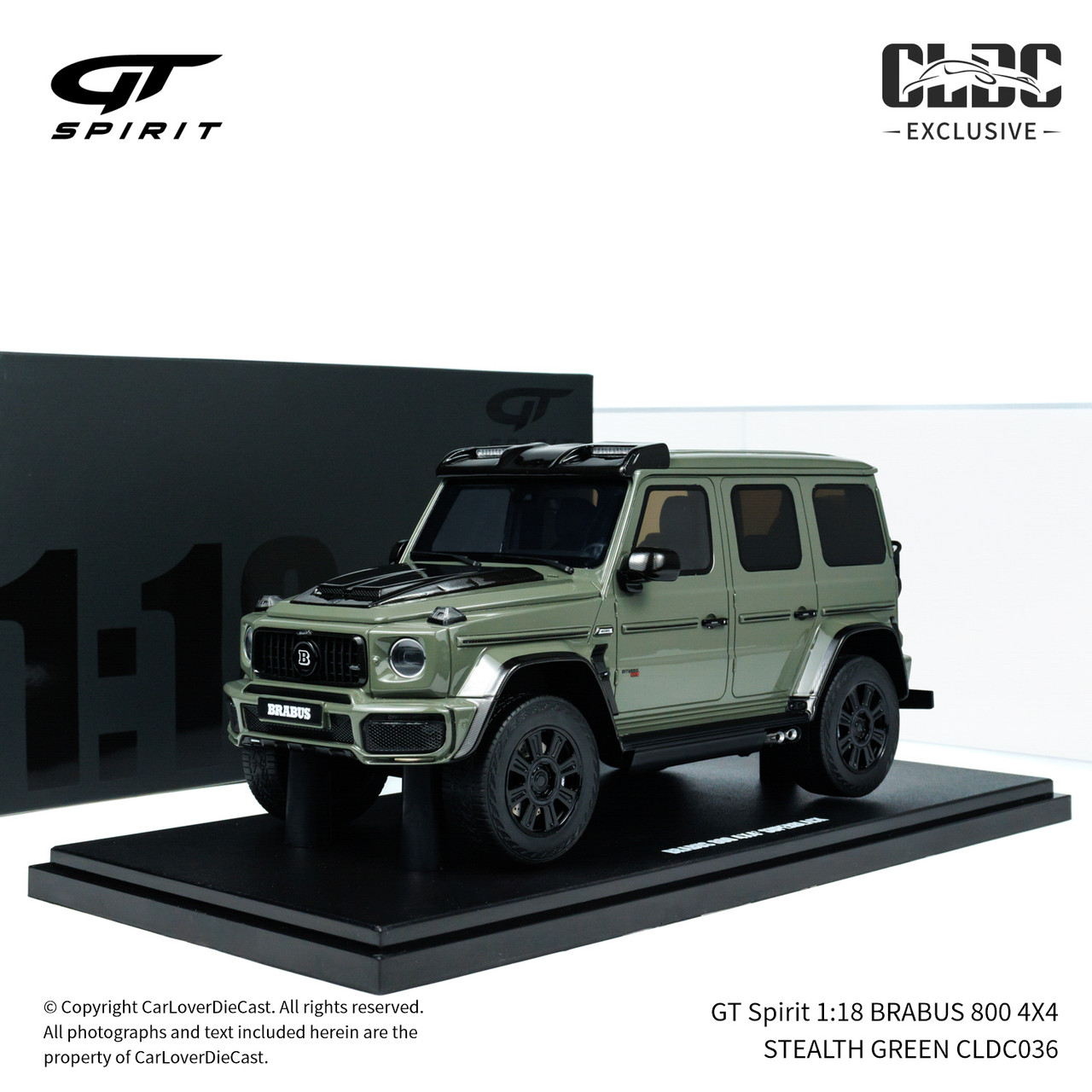 GT Spirit 1:18 BRABUS 800 4X4 STEALTH GREEN With Display Case