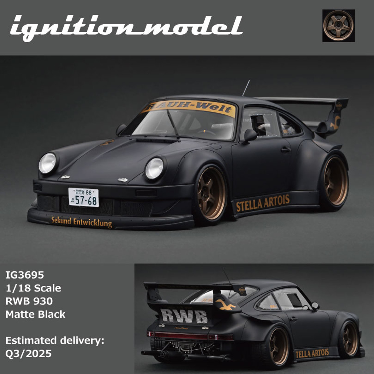 - W. - - 1/18 RWB(アールダブリュービー) 930 Matte Black(マットブラック) 完成品 ミニカー(IG3695) ignition model(イグニッションモデル) 1/18 RWB(アールダブリュービー) 930 Matte Black(マット