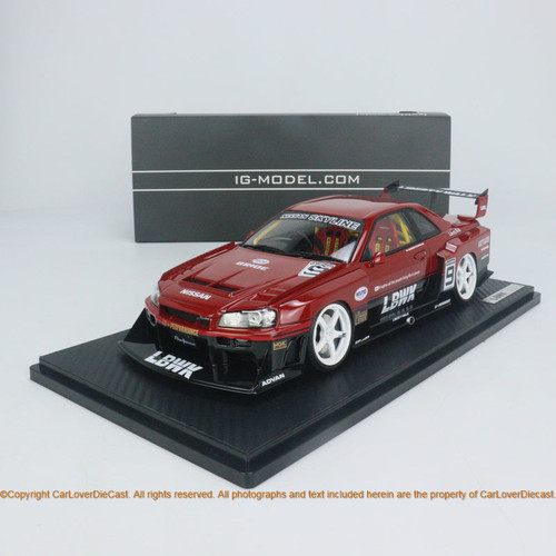 Ignition Model 1:18 LB-ER34 Super Silhouette SKYLINE Red/Black (IG2706) resin car model available now