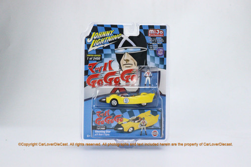 Johnny Lightning 1:64 Mijo Exclusives Speed Racer SHOOTING STAR W/ RACER X FIGURE  (JLCP7379SS) Diecast car model and figure available now