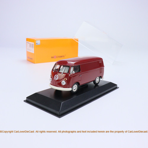 MINICHAMPS 1:43 VOLKSWAGEN T1 KASTENWAGEN - 1963 - DARK RED (940052201) Diecast Car Model Available Now