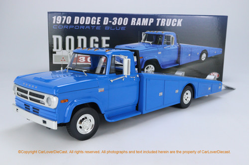 ACME 1:18 1970 Dodge D-300 Ramp Truck - Corporate Blue (A1801905) diecast car model available now