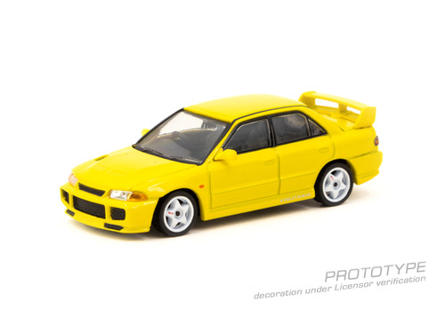 Tarmac Works 1:64 Mitsubishi Lancer GSR Evolution III Yellow (T64G-050-YL) Diecast Car Model Available In December 2024 Pre Order Now