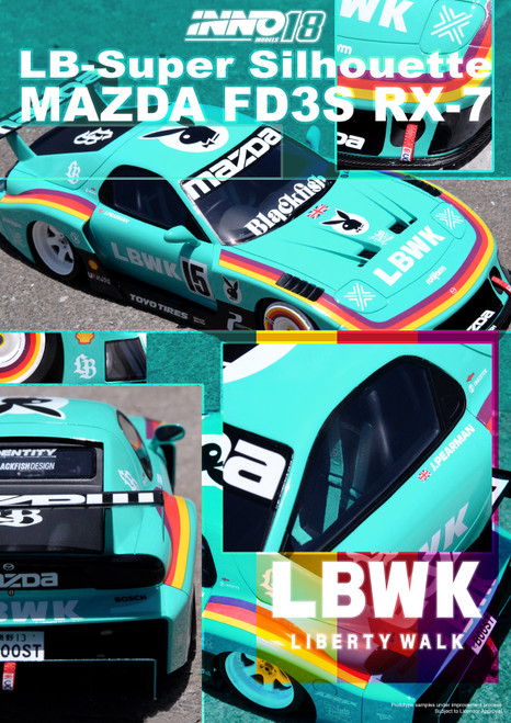 INNO 1:18 MAZDA RX7 (FD3S) LB-SUPER SILHOUETTE (IN18-LBWKRX7-03) Resin Car Model Available in September 2024 Pre Order Now