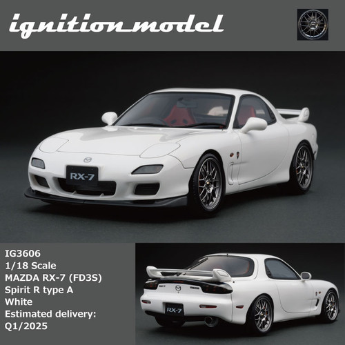 Ignition Model 1:18 MAZDA RX-7 (FD3S) Spirit R Type A White (IG3606) Resin Car Model Available In Q1 2025 Pre Order Now