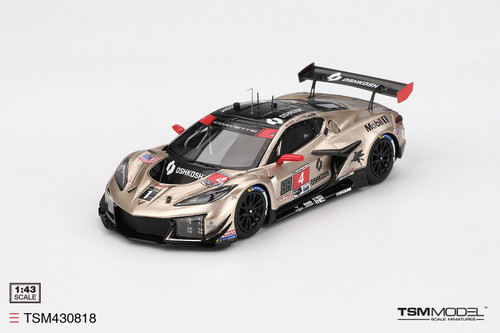 TSM Model 1:43 Chevrolet Corvette Z06 GT3.R #4 Corvette Racing by Pratt Miller Motorsports 2024 IMSA Sebring 12Hrs (TSM430818) Resin Car Model Available In July 2025 Pre Order Now