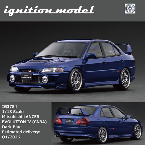 Ignition Model 1:18 Mitsubishi LANCER EVOLUTION Ⅳ (CN9A) White / Dark Blue / Black (IG3787/IG3784/IG3785) Resin Car Model Available In Q1 2026 Pre Order Now