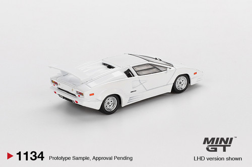 Mini GT 1:64 Lamborghini Countach 25th Anniversary White (MGT01134) Diecast Car Model Available In January 2026 Pre Order Now