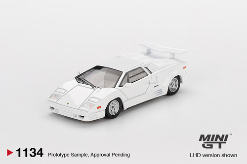 Mini GT 1:64 Lamborghini Countach 25th Anniversary White (MGT01134) Diecast Car Model Available In January 2026 Pre Order Now