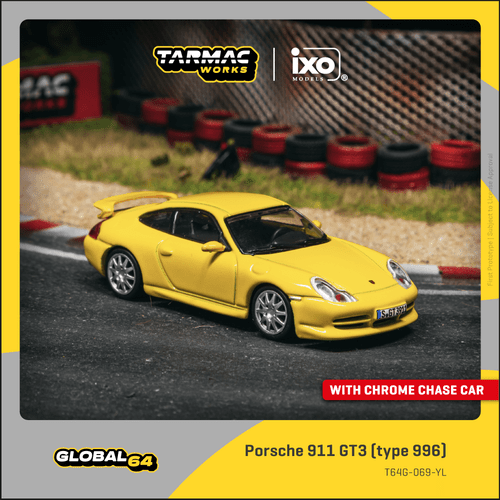 Tarmac Works 1:64 Porsche 911 GT3 (type 996) Yellow (T64G-069-YL) Diecast Car Model Available In February 2026 Pre Order Now