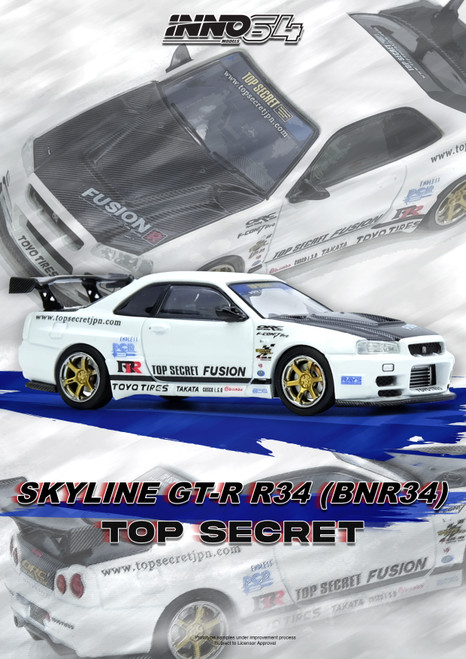 INNO 1:64 TOP SECRET R34 GT-R White (IN64-R34TS-WHI) Diecast Car Model Available In November 2025 Pre Order Now