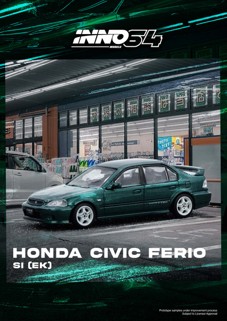 INNO 1:64 HONDA CIVIC Ferio Si (EK) Green (IN64-EKS-GREEN) Diecast Car Model Available In November 2025 Pre Order Now