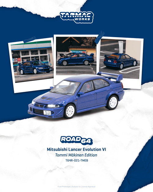 Tarmac Works 1:64 Mitsubishi Lancer Evolution VI Tommi Mäkinen Edition Blue (T64R-021-TMEB) Diecast Car Model Available In March 2026 Pre Order Now