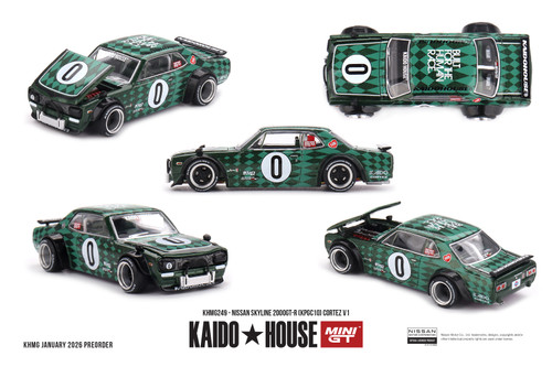 Kaido House x Mini GT 1:64 Nissan Skyline 2000GT-R (KPGC10) Cortez V1 (KHMG249-CH) Diecast Car Model Available In July 2026 Pre Order Now
