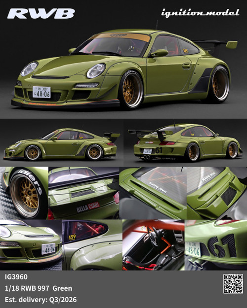 Ignition Model 1:18 RWB 997 Green (IG3960) Resin Car Model Available In Q3 2026 Pre Order Now
