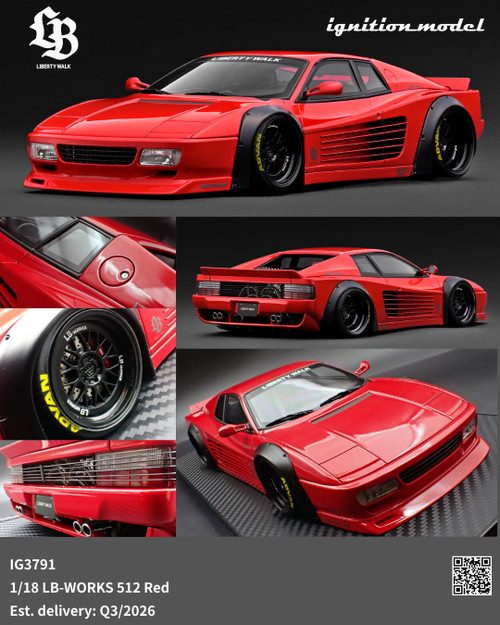 Ignition Model 1:18 LB-WORKS 512 Red / White / Yellow (IG3791/IG3751/IG3794) Resin Car Model Available In Q3 2026 Pre Order Now