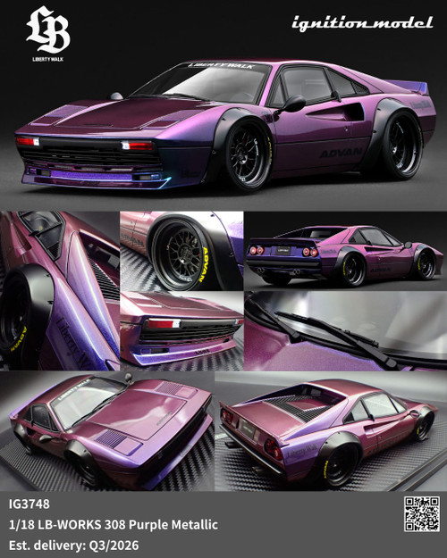 Ignition Model 1:18 LB-WORKS 308 Red / Purple Metallic / Silver (IG3795/IG3748/IG3746) Resin Car Model Available In Q3 2026 Pre Order Now