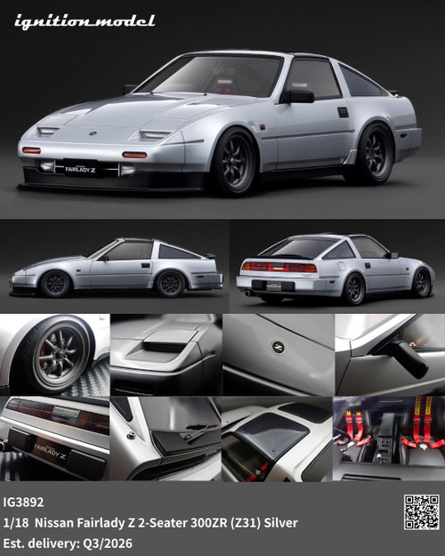 Ignition Model 1:18 Nissan Fairlady Z 2-Seater 300ZR (Z31) Silver / Black (IG3892/IG3896) Resin Car Model Available In Q3 2026 Pre Order Now