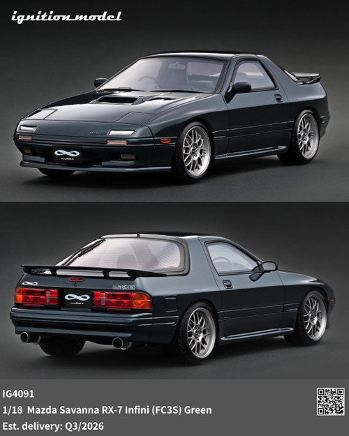 Ignition Model 1:18 Mazda Savanna RX-7 Infini (FC3S) Green (IG4091) Resin Car Model Available In Q3 2026 Pre Order Now