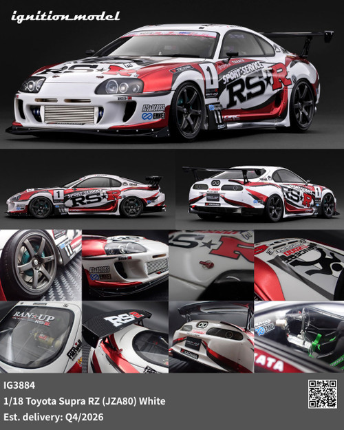 Ignition Model 1:18 Toyota Supra RZ (JZA80) White (IG3884) Resin Car Model Available In Q4 2026 Pre Order Now