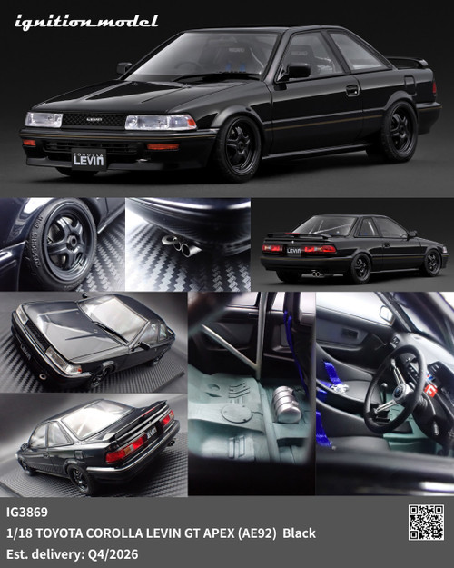 Ignition Model 1:18 TOYOTA COROLLA LEVIN GT APEX (AE92) White / Black (IG3868/IG3869) Resin Car Model Available In Q4 2026 Pre Order Now