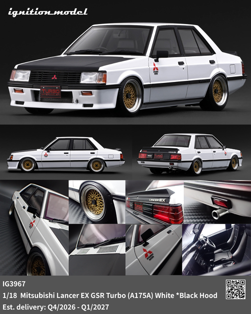Ignition Model 1:18 Mitsubishi Lancer EX GSR Turbo (A175A) White / Black (IG3967/IG3966) Resin Car Model Available In Q1 2027 Pre Order Now