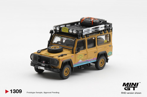 Mini GT 1:64 Land Rover Defender 110 1998 Camel Trophy Tierra del Fuego CT.10 USA (MGT01309) Diecast Car Model Available In October 2026 Pre Order Now