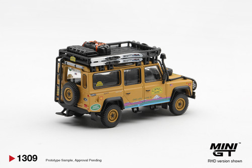 Mini GT 1:64 Land Rover Defender 110 1998 Camel Trophy Tierra del Fuego CT.10 USA (MGT01309) Diecast Car Model Available In October 2026 Pre Order Now