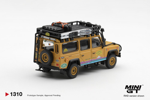 Mini GT 1:64 Land Rover Defender 110 1998 Camel Trophy Tierra del Fuego CT.36 Romania (MGT01310) Diecast Car Model Available In November 2026 Pre Order Now