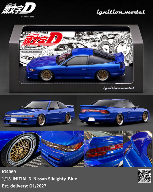 Ignition Model 1:18 INITIAL D Nissan Sileighty Blue (IG4069) Resin Car Model Available In Q1 2027 Pre Order Now