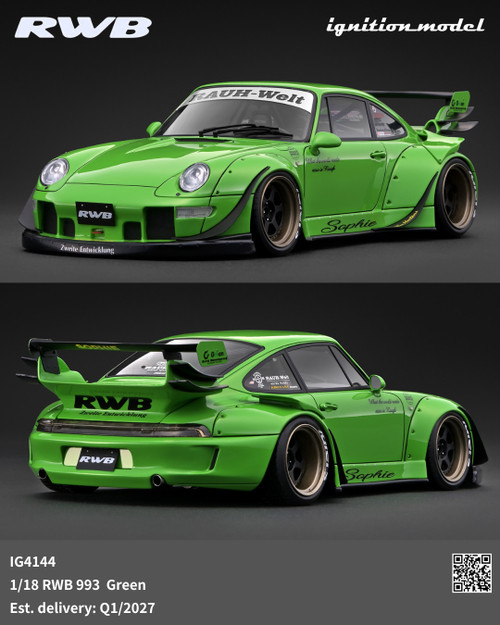Ignition Model 1:18 RWB 993 Blue / Green / Green Metallic (IG4144-IG4146) Resin Car Model Available In Q1 2027 Pre Order Now