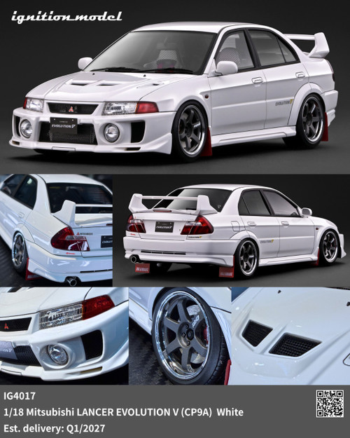 Ignition Model 1:18 Mitsubishi LANCER EVOLUTION V (CP9A) White / Silver / White / Red (IG4017/IG4015/IG4021) Resin Car Model Available In Q1 2027 Pre Order Now