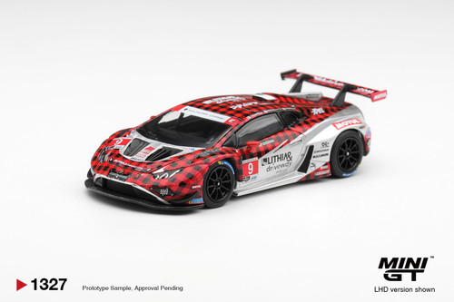 Mini GT 1:64 Lamborghini Huracan GT3 EVO2 #9 Pfaff Motorsports 2025 IMSA WeatherTech GTD Pro (MGT01327) Diecast Car Model Available In October 2026 Pre Order Now