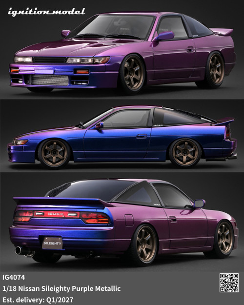 Ignition Model 1:18 Nissan Sileighty White Metallic / Purple Metallic / White & Gold (IG4073/IG4074/IG4072) Resin Car Model Available In Q1 2027 Pre Order Now