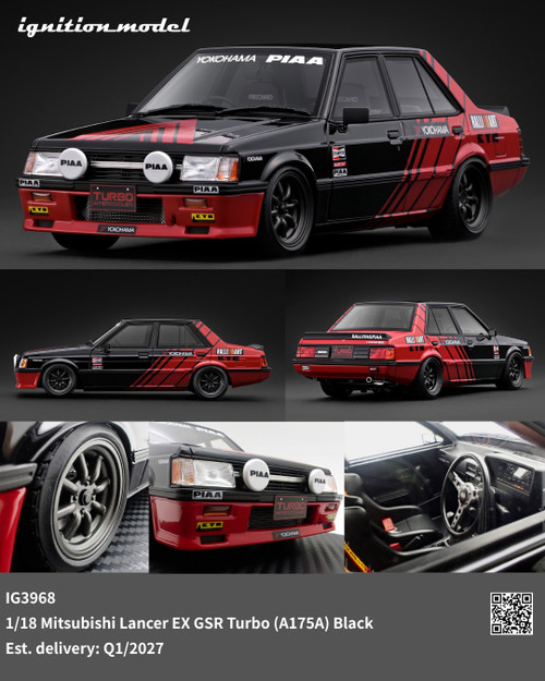 Ignition Model 1:18 Mitsubishi Lancer EX GSR Turbo (A175A) Black / White (IG3968/IG3969) Resin Car Model Available In Q1 2027 Pre Order Now