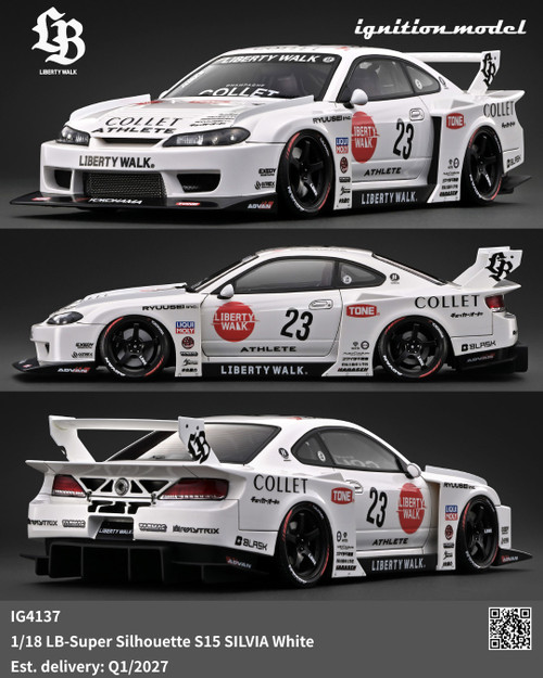 Ignition Model 1:18 LB-Super Silhouette  S15 SILVIA White (IG4137) Resin Car Model Available In Q1 2027 Pre Order Now