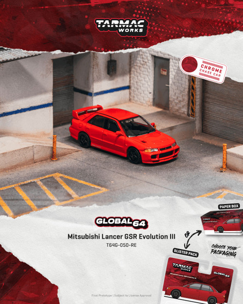 Tarmac Works 1:64 Mitsubishi Lancer GSR Evolution III Red (T64G-050-RE) Diecast Car Model Available In December 2026 Pre Order Now