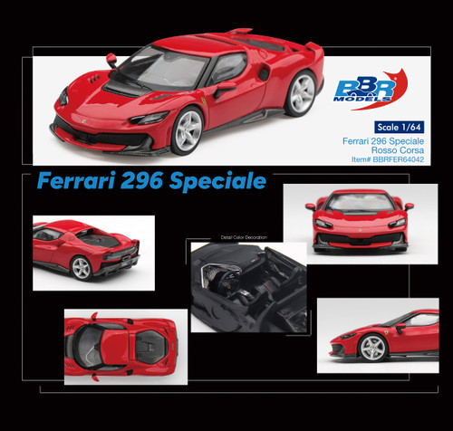 BBR Models 1:64 Ferrari 296 Speciale Rosso Corsa (BBRFER64042) Diecast Car Model Available In February 2027 Pre Order Now