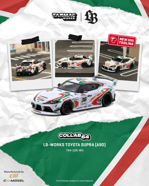 Tarmac Works 1:64 LB-WORKS TOYOTA SUPRA (A90) White (T64-109-WH) Diecast Car Model Available In December 2026 Pre Order Now