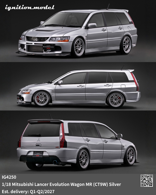 Ignition Model 1:18 Mitsubishi Lancer Evolution Wagon MR (CT9W) Silver / White / Black (IG4250-IG4252) Resin Car Model Available In Q2 2027 Pre Order Now