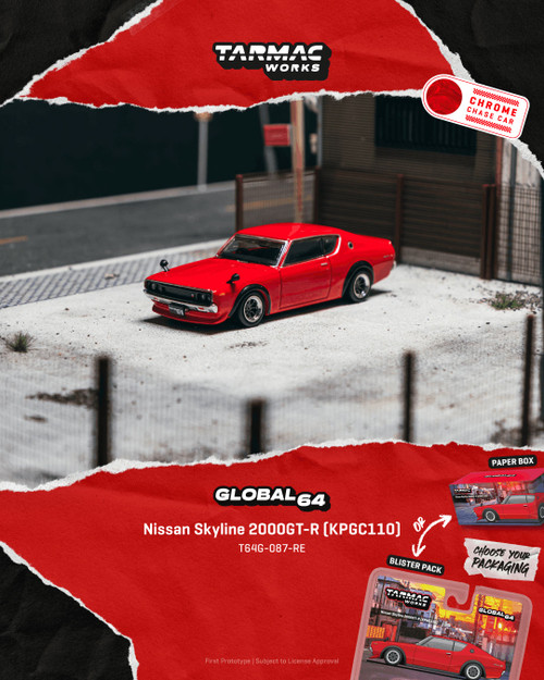 Tarmac Works 1:64 Nissan Skyline 2000GT-R (KPGC110) Red (T64G-087-RE) Diecast Car Model Available In February 2027 Pre Order Now