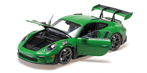MINICHAMPS 1:18 PORSCHE 911 (992) GT3 RS - 2025 - GREEN W/WEISSACH PACKAGE W DARKSILVER WHEELS WEISSACH (110062046) Diecast Car Model Available In September 2026 Pre Order Now