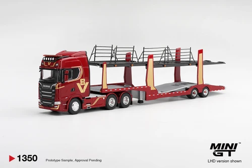 Mini GT 1:64 Scania 770S A6x4NA Car Transporter V8 50th anniversary + Car transporter Red (MGT01350-CH) Diecast Car Model Available In December 2026 Pre Order Now