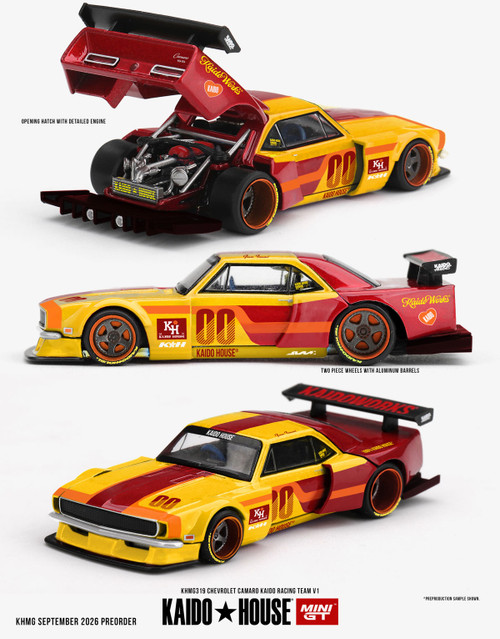 Kaido House x Mini GT 1:64 Chevrolet Camaro Kaido Racing Team V1 (KHMG319-CH) Diecast Car Model Available In March 2027 Pre Order Now