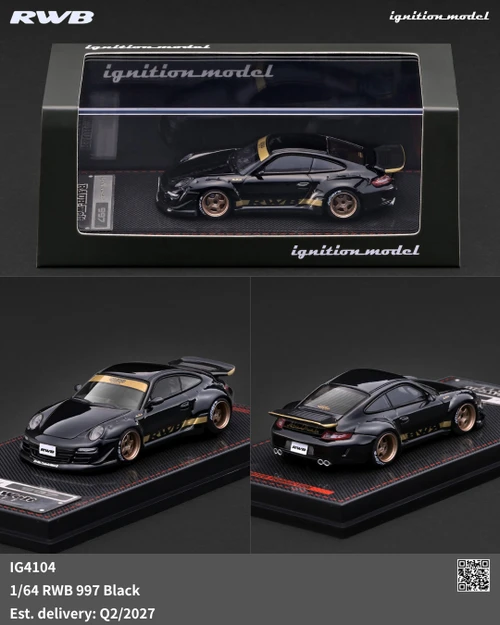 Ignition Model 1:64 RWB 997 Black (IG4104) Diecast Car Model Available In Q2 2027 Pre Order Now