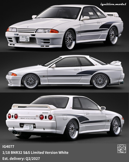 Ignition Model 1:18 BNR32 S&S Limited Version White (IG4077) Resin Car Model Available In Q2 2027 Pre Order Now