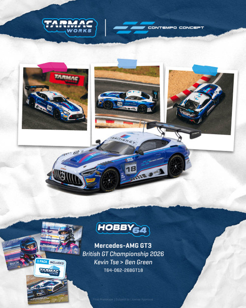 Tarmac Works 1:64 Mercedes-AMG GT3 British GT Championship 2026 (T64-062-26BGT18) Diecast Car Model Available In March 2027 Pre Order Now