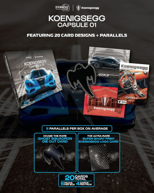 Tarmac Works COLLECTIBLE TRADING CARDS Koenigsegg Capsule 01 (TCP-KOE-01) Collectible Cards Available In January 2027 Pre Order Now