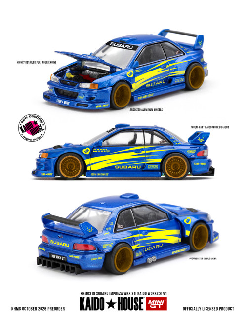 Kaido House x Mini GT 1:64 Subaru Impreza WRX STI KAIDO WORKS V1 (KHMG318-CH) Diecast Car Model Available In May 2027 Pre Order Now