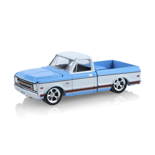 GreenLight Collectibles 1:64 Chevrolet C10 - Light Blue & White Lowered Modified (30628/48) Diecast Car Model Available In April 2027 Pre Order Now